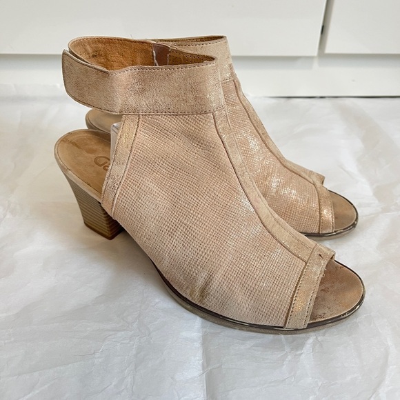 Gabor Women's Pink Leather Peep-Toe Block Heel Sandals, Sz 38.5 - Picture 5 of 13